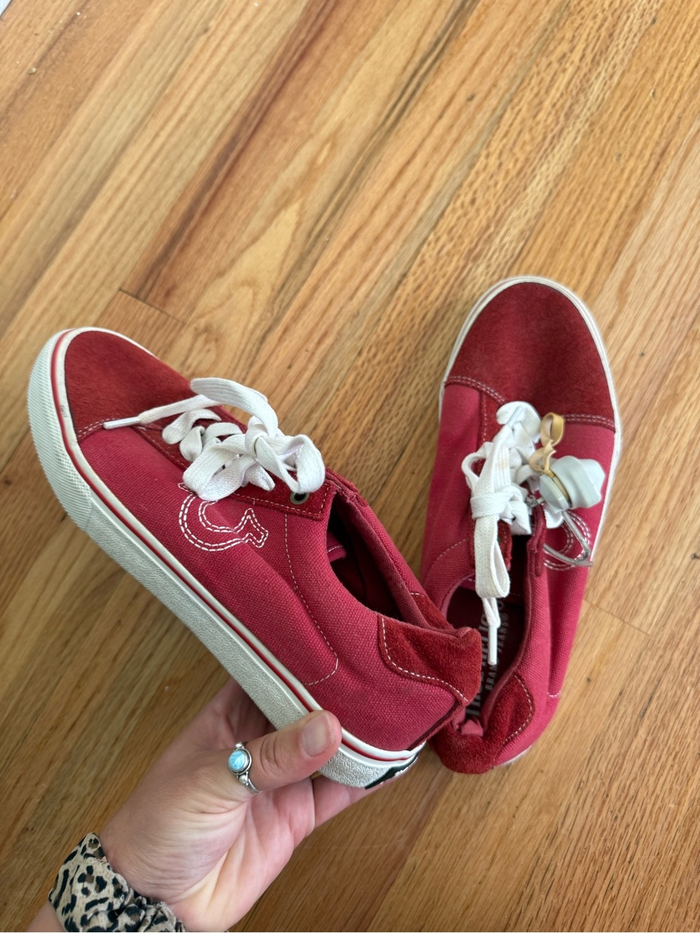 True Religion Men's Red Canvas Sneakers with White Laces